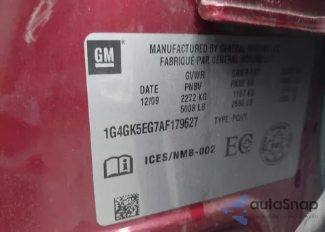 2010 Buick Lacrosse Cxl z USA, uszkodzony, nr VIN 1G4GK5EG7AF179627